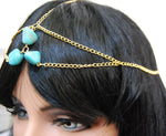 Head Chain - Gold tone with turquoise bead