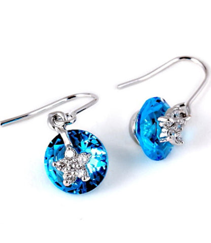 Cubic Zirconia Earrings / Color: Blue / AZERFH115-SBL