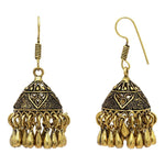 Bollywood Trendy Fashion Oxidized Gold Finish Jhumka Earrings For Women / AZINOXE35-AGL