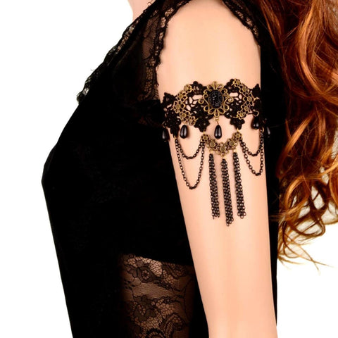 Arras Creations Fashion Vintage Gothic Handmade Black Lace Arm Band For Women/AZABLB145-AGB