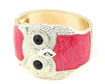 Fashion Korean Cute Enamel Owl Bangle Fold-Over Bracelet / AZBRFL016-GRD