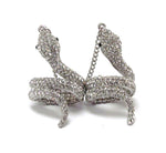 Arras Creations Fashion Trendy Crystal Deco Double Snake Stretch Ring For Women / AZRIFR062-SIL