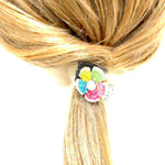CRYSTAL FLOWER DOUBLE CHARM PONYTAIL TIE HOLDER / AZHAPH750-GMU