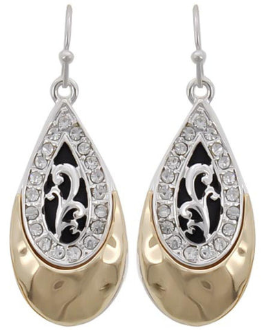 Trendy Fashion Two-tone Teardrop Filigree Dangle Earrings for Women / AZERFH334-AGS