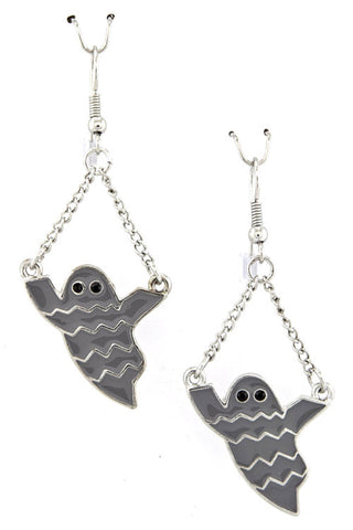 Halloween Ghost Earrings - Silver-grey
