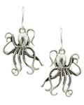 Sea Life / Antique Silver Octupus Fish Hook Drop Earring / AZERSEA513-ASL