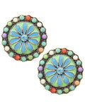 Flower Button Post Round Earring / AZERFH885-ATM