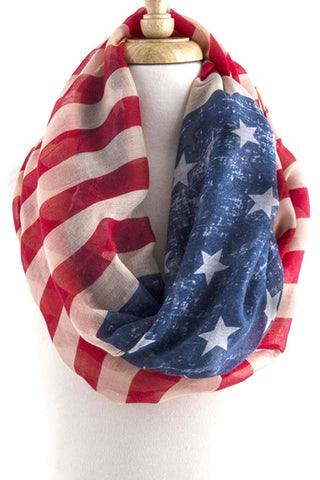 Trendy Fashion Patriotic National Flag Infinity Scarf For Women / AZMISC507-BRW-PAT