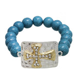 Arras Creations Fashion Trendy Turquoise with Cross Bracelet for Women / AZBRST075-SGT