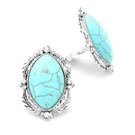 Fashion Trendy Antique Turquoise Clip On Earrings for Women / AZERCO174-AST