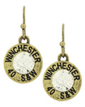WESTERN THEME : 40 S&w Winchester Dangle Fish Hook EARRINGS / AZERSW005-AGC
