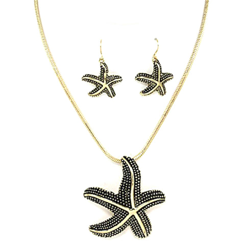 Sea Life Theme Starfish Necklace Set / AZNSSEA209-AGL