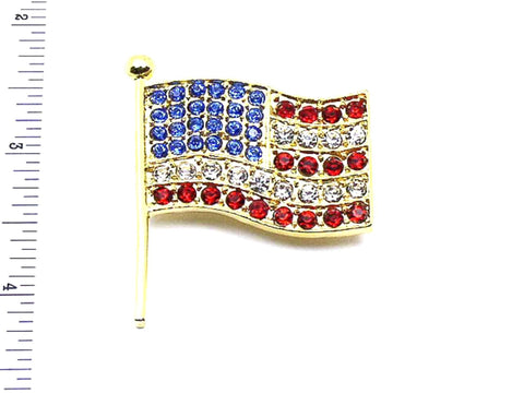 Patriotic / Austrian Crystal Flag - Brooch/pin / AZFJBR043-GMU-PAT