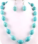 Turquoise Gemstone Necklace & Hook Earring Set