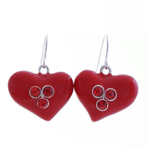 Heart Dangle Earrings - Red / AZERFH155-SRD-HRT