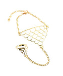 Arras Creations Fashion Trendy Hand Chain/Slave Bracelet/Bracelet & Ring Set for Women / AZFJSB039-GLD