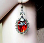 Halloween Trendy Red Skull Vintage Dangle Drop Earrings / AZERFH697-ABR-HAL