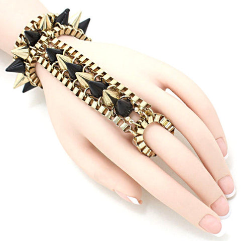 Arras Creations Fashion Trendy Gothic Fang Hand Chain Bracelet/Slave Bracelet for Women / AZFJSB083-GBS