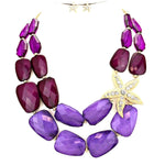 STARFISH ACCENTED NUGGET BEAD STATEMENT NECKLACE / AZNSSEA986-GPU