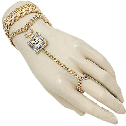 Arras Creations Fashion Trendy Hand Chain/Slave Bracelet/Bracelet & Ring Set for Women / AZFJSB077-GCL