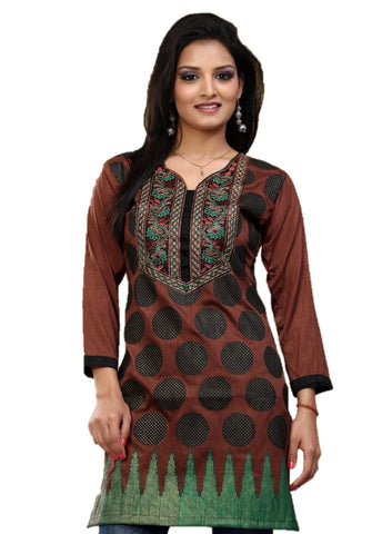 Indian Tunic Top Womens / Kurti Printed Blouse tops - AZDKJD-EC02