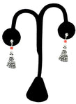 Christmas : Antique Silver Christmas Tree Dangle Post Earrings For Women / AZAEXA008-ASL
