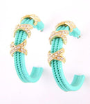 Fashion Trendy Hoop Earrings with Rhinestone Mint color For Women - Girls / AZERFH174-TCL