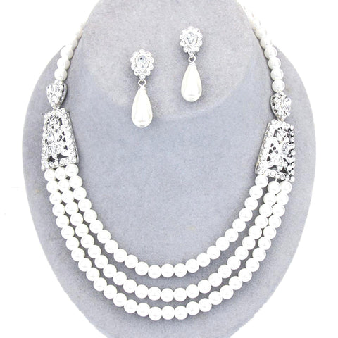 Arras Creations Fashion Tiered Matriarchal Pearl Necklace Set for Women / AZFJNS118-SPE