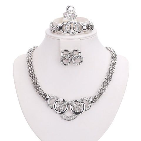 Trendy Partywear - Imitation Crystal Round Necklace Earring Set / AZFJFS101-SCL