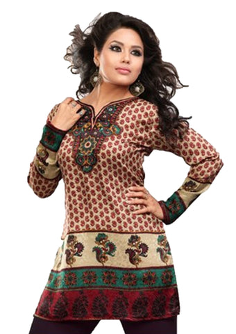 Indian Tunic Top Womens / Kurti Printed Blouse tops - AZDKJD-EX02D