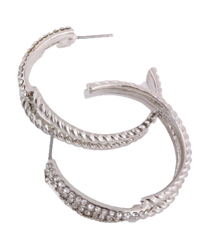 Hoop Metal Earrings with Rhinestones / AZERFH062-SCL