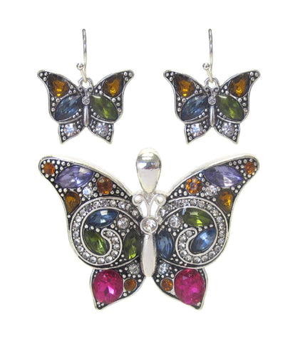 Arras Creations Fashion Trendy Crystal Butterfly Pendant Set For Women/AZFJPS001-SMU
