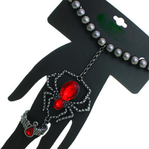 Arras Creations Halloween Spider Hand Chain/Slave Bracelet/Bracelet & Ring Set for Women / AZFJSB057-HRD