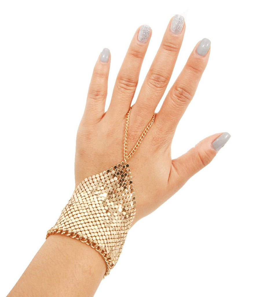 18k Gold Diamond Ring Hand Chain Bracelet | Everyday Jewelry