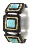 Arras Creations Fashion Designer Unique Square Turquoise Link Bracelet for Women / AZBRST073-BGT