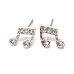 Premier Electro Plating Crystal Music Note Stud Earrings / AZERMU002-SCL