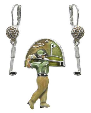 Fashion Trendy Sports Golf - Golf Dangle Earrings and Pendant Set For Women / AZFJPS161-SMU