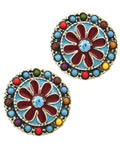 Flower Button Post Round Earring / AZERFH801-ATM