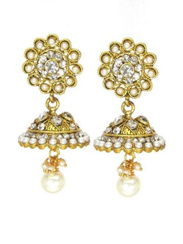 Imitation Designer Stone Jhumka Earrings For Women / AZINJE140-GWH