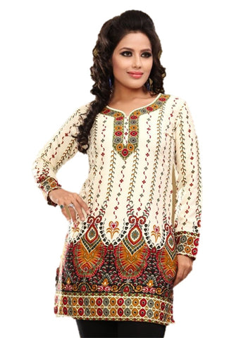 Indian Tunic Top Womens / Kurti Printed Blouse tops - AZDKJD-EX02A