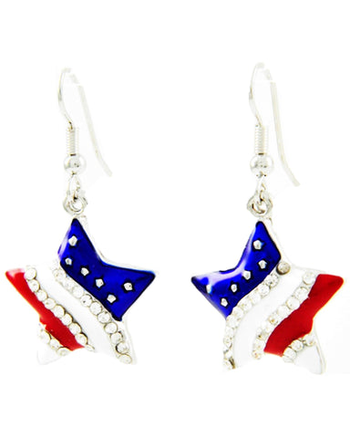 Fashion Independence Day American Flag Star Dangle Fish Hook Earring For Women / AZERFH096-GRB-PAT