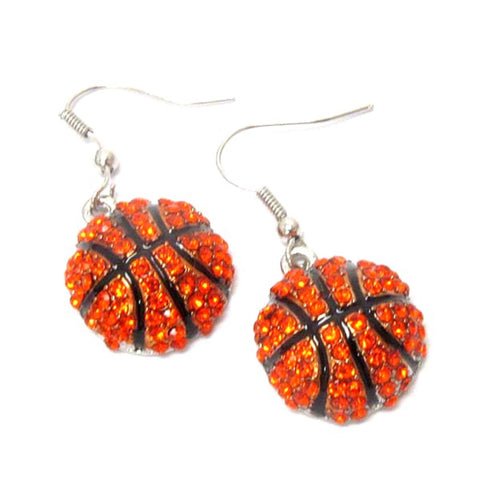 Sports BasketBall Mom - Crystal and Epoxy Stud Basketball Earring/ AZSJER015-SHB