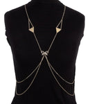 Fashion Trendy Body Chain with Rhinestone- Color: Gold Tone For Women / AZFJBC022-GLD