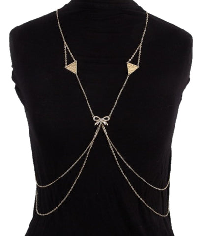 Fashion Trendy Body Chain with Rhinestone- Color: Gold Tone For Women / AZFJBC022-GLD