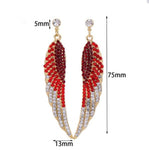 Fashion Trendy Long Feather Angel Wings Statement Earrings For Women / AZERFH322-GRD