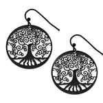 TREE OF LIFE CUT OUT DISC EARRINGS / AZERFH307-BLK