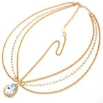 Arras Creations Fashoin Trendy Crystal Accent Teardrop Metal Head Chain for Women / AZFJHP112-GCL Gold/Clear