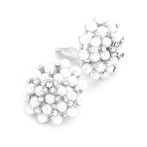 Fashion Trendy Floral Imitation Pearl Clip On Earrings For Women / AZERCO010-SPE