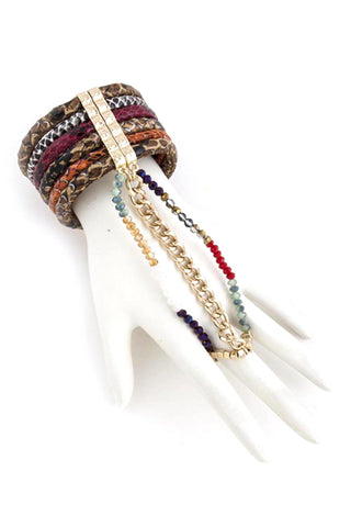 Fashion Animal Print Ring Bracelet Set/Hand Chain Bracelet for Women / AZFJSB089-MUL-APR