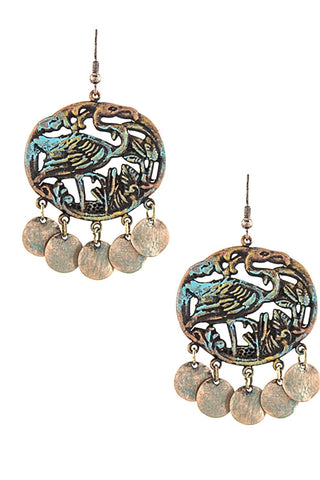 Sea Life Fashion Flamingo Ornate Drop Dangle Earring for Women / AZERSEA775-ACP